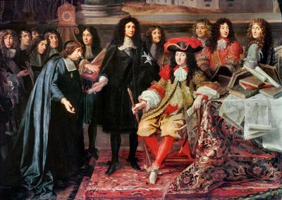 Luís XIV cria a Academia das Ciências ... de Charles Le Brun
