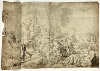Moisés tirando água da rocha de Charles Le Brun