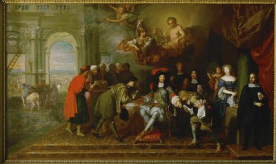 Por ocasião do Tratado de Nijmegen ... (óleo sobre tela) de Charles Le Brun