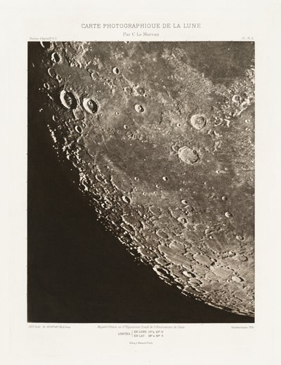 Carte photographique de la lune, planche XI.A (Carta fotográfica da Lua, placa XI.A), 26 de agosto de Charles le Morvan