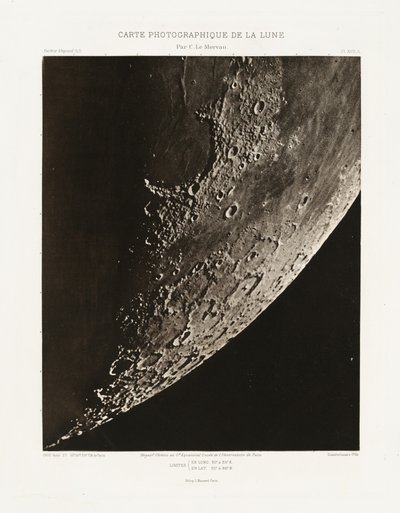 Carte photographique de la lune, planche XVII.A (Carta fotográfica da Lua, placa XVII.A), 27 de agosto de Charles le Morvan