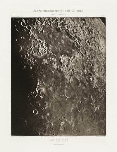 Carte photographique de la lune, planche XX.A (Carta fotográfica da Lua, placa XX.A), 27 de agosto de Charles le Morvan