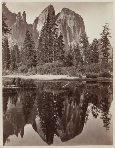 Rochas da catedral e reflexões, Yosemite, 1864. de Charles Leander Weed