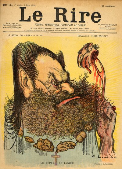 Caricatura de Edouard Drumont, da capa de &39;Le Rire&39;, 5 de março de 1898 de Charles Leandre