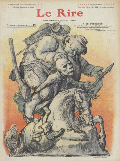 Caricatura do primeiro ministro francês Charles de Freycinet. Ilustração para Le Rire de Charles Leandre