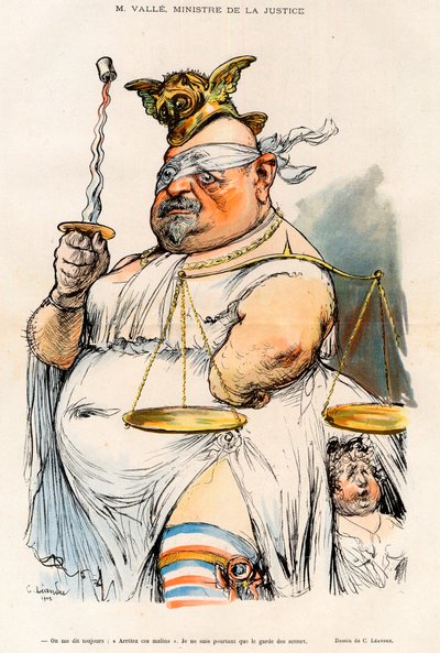 Ernest Valle (1845-1920) - Ministro da Justiça em 1902 - Desenho animado por Charles Leandre (1862-1934) em "Le Rire" 1902 de Charles Leandre