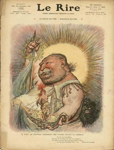 Ilustração de Charles Leandre (1862-1934) para a Capa de Le Rire, No. 312, 23/01/09 - America USA USA - William Howard Taft (1857-1930), Presidente de Charles Leandre