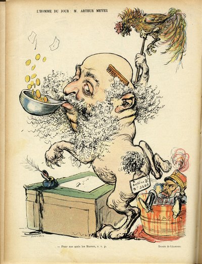 Ilustração de Charles Leandre (1862-1934) em Le Rire, 09/04/04 - Antisemitismo, Prata - Meyer Arthur de Charles Leandre