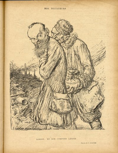 Ilustração de Charles Leandre (1862-1934) em Le Rire, 29/05/20 - Loriot e seu compere Lenine - Uss - Lenine, Loriot de Charles Leandre