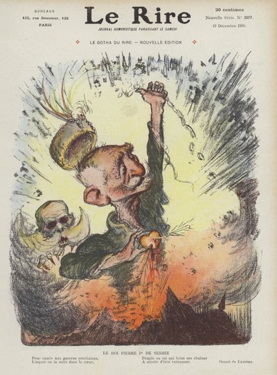 Rei Pedro I da Sérvia. Ilustração para Le Rire de Charles Leandre