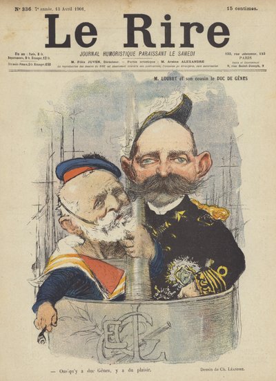 Loubet e seu primo, o duque de Gênova, ilustração para Le Rire de Charles Leandre