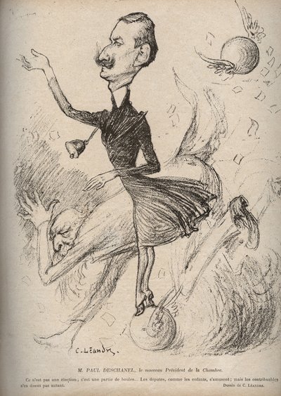 Sr. Paul Deschanel, o novo Presidente da Câmara - Cartoon de Charles Leandre (1862-1934) em "The Rire" 1898 de Charles Leandre