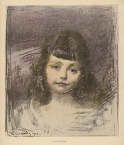 Retrato de uma criança (cor litho) de Charles Leandre