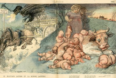 A Placa de Manteiga, Satirical em Cores de Charles Leandre
