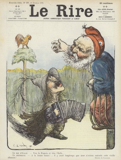 O rei da Itália e o presidente da França. Ilustração para Le Rire de Charles Leandre