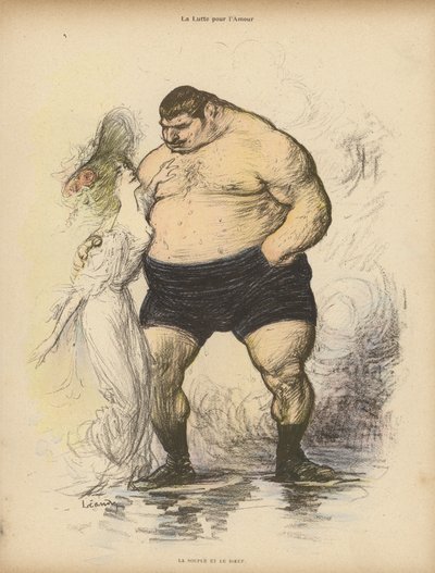 A Luta pelo Amor: Suavidade e força (cor litho) de Charles Leandre