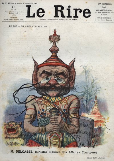 Theophile Delcasse (1852-1923), político francês - Le Gotha du "Laughs", No. XXXVI, M. Delcasse, ministro siamês dos Negócios Estrangeiros - Cartoon de Charles Leandre - (6 de Dezembro de 1902) de Charles Leandre