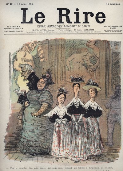Esta é a primeira vez, este ano, que conduzimos as nossas meninas à exposição de pintura - caricatura de Charles Leandre (1862-1934) em "Le Rire" de 10 de Agosto de Charles Leandre