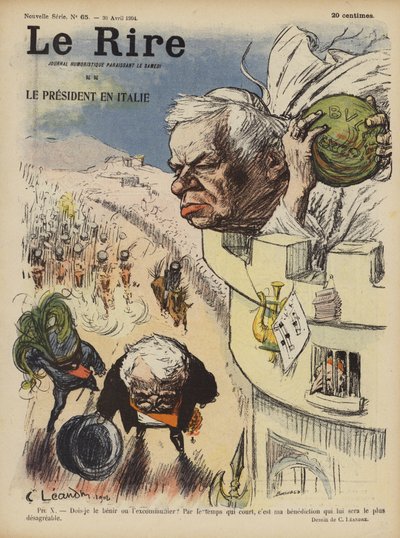 Visita do Presidente Loubet da França à Itália. Ilustração para Le Rire de Charles Leandre