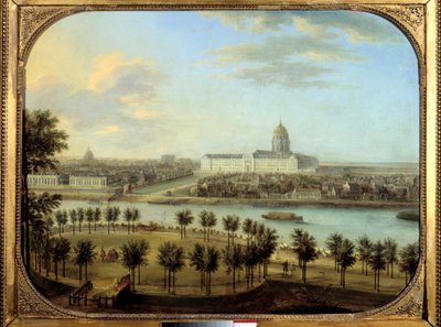 Les Invalides vistos do Cours la Reine em Paris Pintura de Charles Grevenbrock (? -1758). 1738. 0,69 x 0,9 m Paris, Musee Carnavalet de Charles Leopold Grevenbroeck