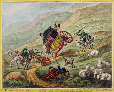 Postagem na Escócia, publicada por Hannah Humphrey, 1805 (gravura à mão colorida) de Charles Lorraine Smith