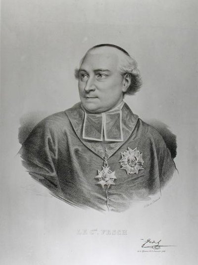 Retrato do Cardeal Joseph Fesch (1763-1839) gravado por François Seraphin Delpech (1778-1825) (gravura) (foto p/b) de Charles Louis (after) Bazin