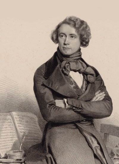 Retrato do violoncelista e compositor Adrien-François Servais 1807-1866, 1838. de Charles Louis Baugniet