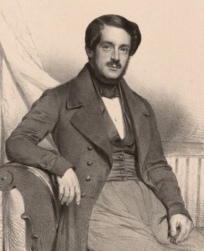 Retrato do compositor Francesco Masini 1804-1863, 1837. de Charles Louis Baugniet