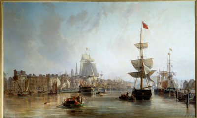 O Porto de Rouen em 1855 Pintura de Charles Louis Mozin (1806-1862) 1855 Sol. 1,77x2,87 m Rouen, Musee des Beaux Arts de Charles Louis Mozin