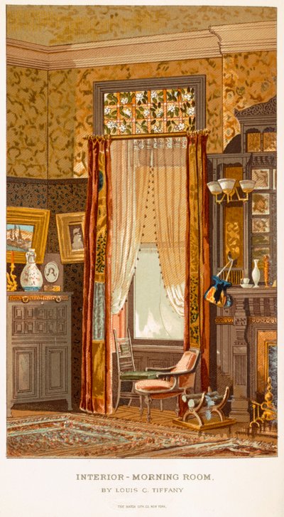 Morning Room 1881, por Tiffany, Charles Louis de C Harrisons Womans trabalhos manuais em casas modernas de Nova York 1881 de Charles Louis Tiffany