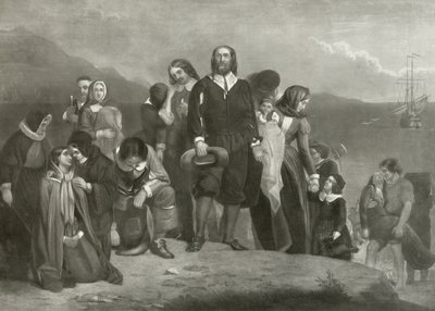 O desembarque dos pais peregrinos na América, 1620 de Charles Lucy
