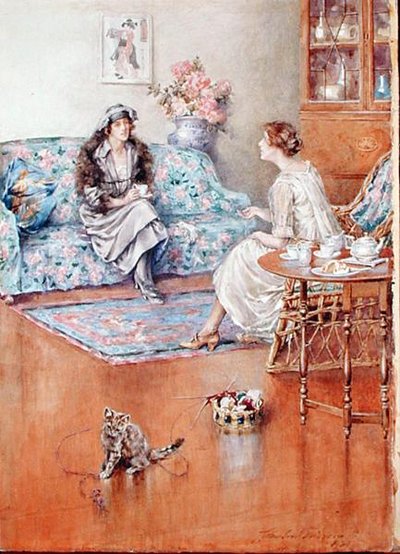 Chá da Tarde (aguarela sobre papel) de Charles MacIvor or MacIver Grierson