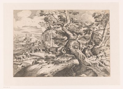Paisagem com viajante perto de uma árvore de Charles Macé