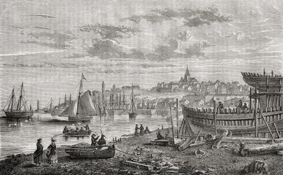 Granville, França, no século 18, de "História da Revolução Francesa" por Louis Blanc (1811-82) gravado por LeBreton, 1847-62 de Charles-Marie Bouton