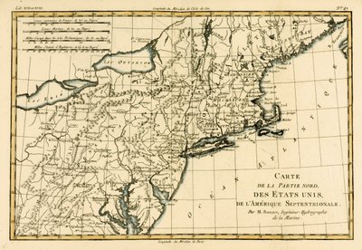Costa Nordeste da América, de "Atlas de Todas as Partes Conhecidas do Globo Terrestre", de Guillaume Raynal (1713-96), publicado por JL Pellet, Genebra, 1780 de Charles Marie Rigobert Bonne