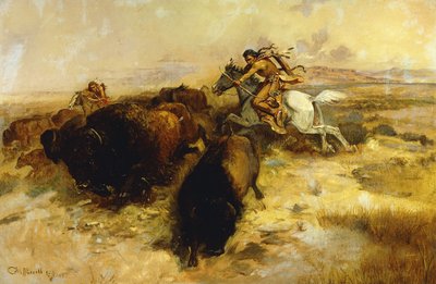 Caça ao búfalo, 1897 de Charles Marion Russell