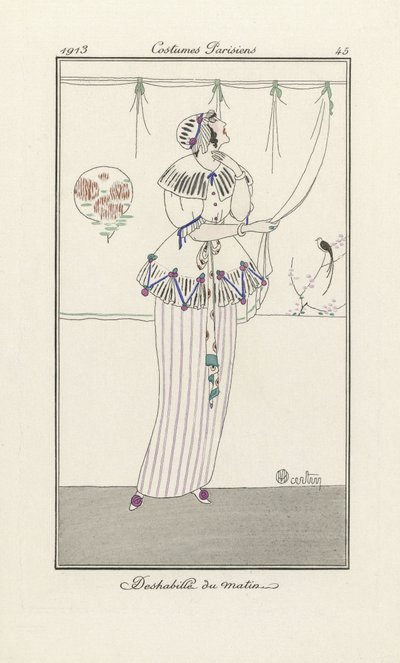 Despido pela manhã, de Parisian Costumes, pub.1913 (stencil print) de Charles Martin