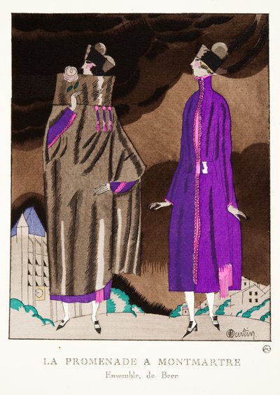 La Promenade a Montmartre, de uma coleção de placas de moda, 1920 (pochoir print) de Charles Martin