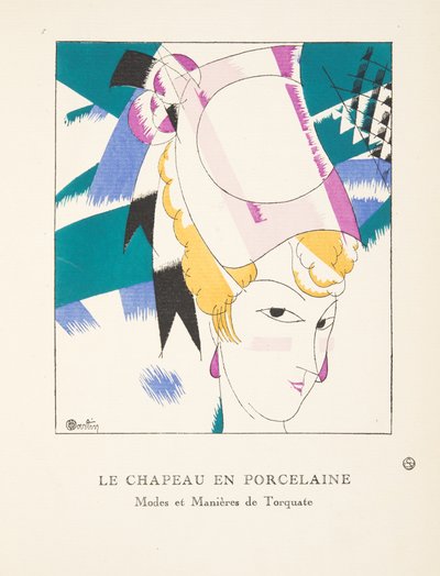 O chapéu de porcelana, de uma coleção de placas de moda, 1920 (impressão de estêncil) de Charles Martin
