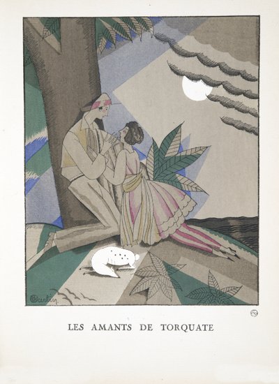 Os amantes de Torquate, de uma coleção de placas de moda, 1921 (impressão stencil) de Charles Martin