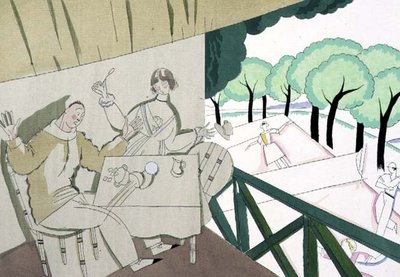 Cena de ténis, c.1920 (stencil sobre papel) de Charles Martin