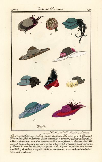 desenhos de chapéus por milliner Marcelle. Demay de Charles Martin