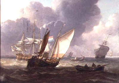 Holandês Três Mestres e Artesanato Pequeno em um Swell de Charles Martin Powell