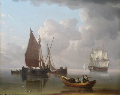 Embarcação em alto-mar, c.1800 (óleo sobre tela) de Charles Martin Powell