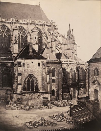 Extremidade oriental, catedral de Troyes em restauro, França de Charles Marville