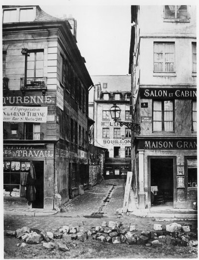 Paris, 4, rue, de, Breteuil, vista, levado, de, rue, Reaumur, direção, rua, Vaucanson, 1858-78 de Charles Marville