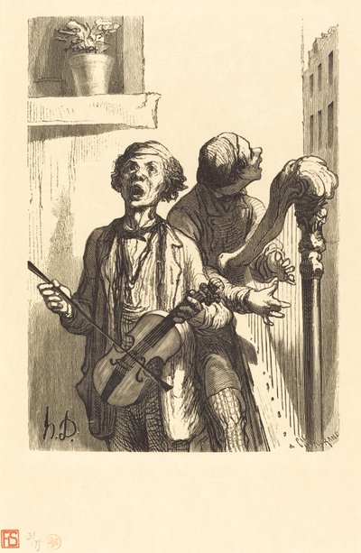 Os cantores de rua de Charles Maurand after Honoré Daumier