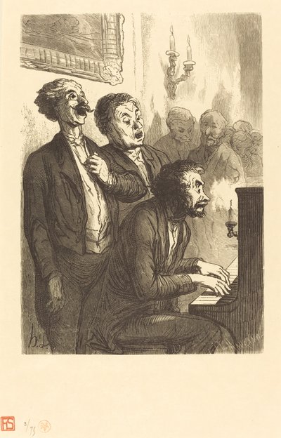 Os cantores de salão de Charles Maurand after Honoré Daumier