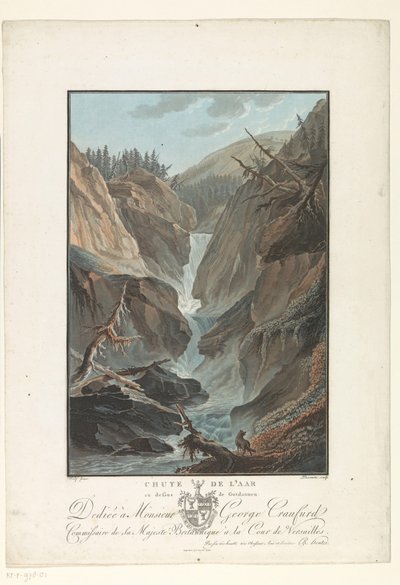 Waterval van de rivier de Aare
Cascata da Aare acima de Gutdannen (título sobre o objecto)
Vistas notáveis das montanhas da Suíça (título da série) de Charles Melchior Descourtis