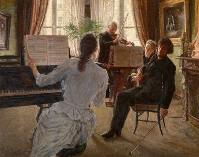 O Quarteto (óleo sobre painel) de Charles Mertens